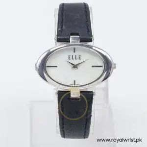 Elle Women’s Quartz Black Leather Strap Mother Of Pearl Dial 40mm Watch EL20024S05C