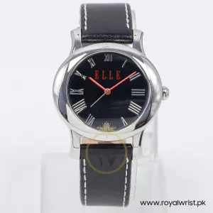 Elle Women’s Quartz Black Leather Strap Black Dial 38mm Watch EL20030S02N