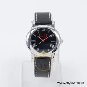 Elle Women’s Quartz Black Leather Strap Black Dial 38mm Watch EL20030S02N