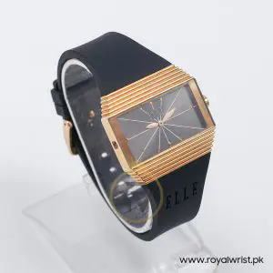 Elle Women’s Quartz Black Silicone Strap Grey Dial 37mm Watch EL20077P03C