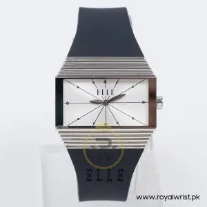 Elle Women’s Quartz Black Silicone Strap Silver Sunray Dial 37mm Watch EL20077P05C