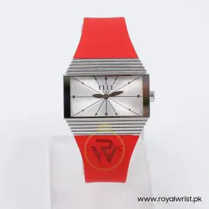 Elle Women’s Quartz Red Silicone Strap Silver Sunray Dial 37mm Watch EL29077P06C