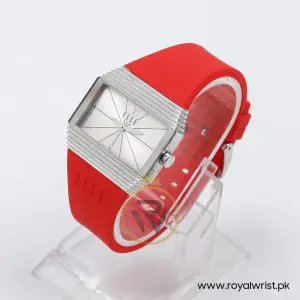 Elle Women’s Quartz Red Silicone Strap Silver Sunray Dial 37mm Watch EL29077P06C
