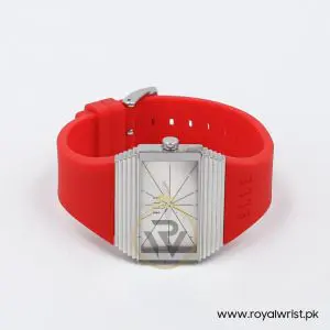 Elle Women’s Quartz Red Silicone Strap Silver Sunray Dial 37mm Watch EL29077P06C