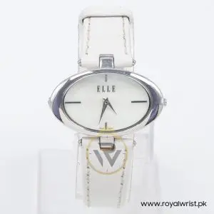 Elle Women’s Quartz White Leather Strap Mother Of Pearl Dial 40mm Watch EL20024S02C