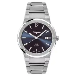 Ferragamo Swiss Made Quartz Silver Stainless Steel Blue Dial 41mm Watch SFDT01320