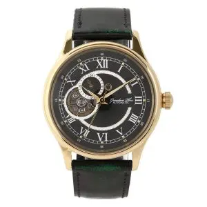 GRANDEUR PLUS Men’s Automatic Leather Strap Black Dial 47mm Watch GRP013G1