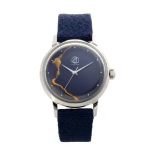 LOV-IN BOUQUET Women’s Quartz Fabric & Leather Strap Navy Blue Dial 36mm Watch LVB140S1