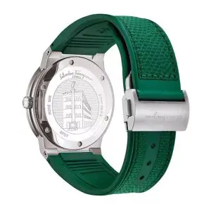 Ferragamo Men’s Swiss Made Quartz Green Hybrid Strap Green Dial 42mm Watch SFDT00519