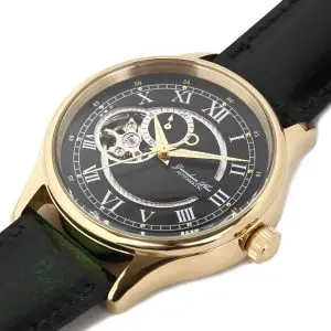 GRANDEUR PLUS Men’s Automatic Leather Strap Black Dial 47mm Watch GRP013G1