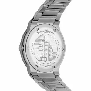Ferragamo Swiss Made Quartz Silver Stainless Steel Sky Blue Dial 41mm Watch SFDT02323