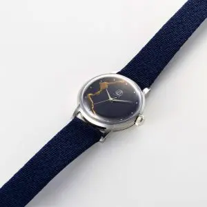 LOV-IN BOUQUET Women’s Quartz Fabric & Leather Strap Navy Blue Dial 36mm Watch LVB140S1