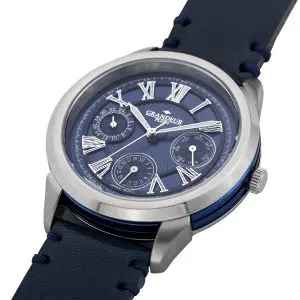 Grandeur Plus Japan Men’s Quartz Leather Strap Blue Dial 40mm Watch GRP004W2 - Image 3