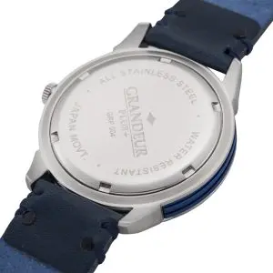 Grandeur Plus Japan Men’s Quartz Leather Strap Blue Dial 40mm Watch GRP004W2 - Image 8