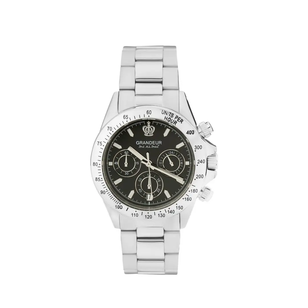 Grandeur Men’s Quartz Stainless Steel Black Dial 42mm Watch JGR004W4