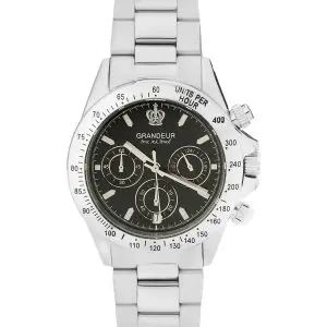 Grandeur Men’s Quartz Stainless Steel Black Dial 42mm Watch JGR004W4