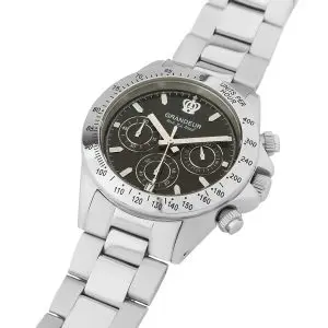 Grandeur Japan Men’s Quartz Stainless Steel Black Dial 42mm Watch JGR004W4 - Image 3