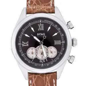 Alternative view of STAG TYO Men’s Quartz Leather Strap Black Dial 43mm Watch STG004S1