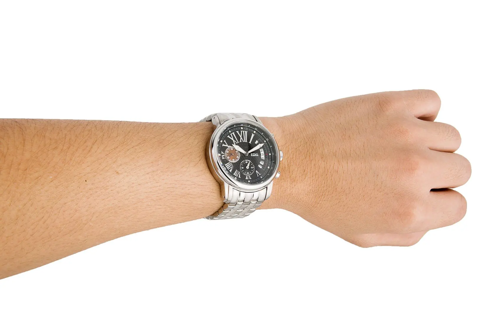 STAG TYO Men’s Quartz Stainless Steel Black Dial 41mm Watch STG011S2 - Image 3