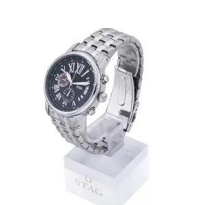 STAG TYO Men’s Quartz Stainless Steel Black Dial 41mm Watch STG011S2 - Image 6