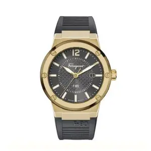 Ferragamo Men’s Swiss Made Quartz Grey Silicone Strap Grey Dial 44mm Watch SFHY01621