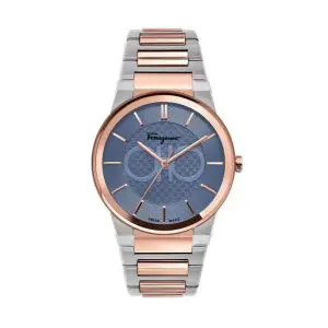Ferragamo Swiss Made Quartz Two Tone Stainless Steel Blue Dial 41mm Watch SFHP007-20