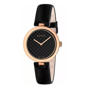 Gucci Women's Swiss Made Quartz Black Leather Strap Black Dial 38mm Watch YA141401