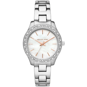 Michael Kors Women’s Quartz Silver Stainless Steel Mother Of Pearl White Dial 36mm Watch MK4556