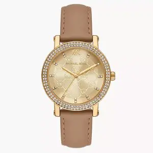 Michael Kors Women's Quartz Light Brown Leather Strap Gold Dial 38mm Watch MK2986