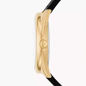Michael Kors Women's Quartz Black Silicone Strap Black & Gold Dial 42mm Watch MK7313