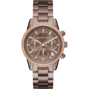 Michael Kors Women’s Chronograph Quartz Brown Stainless Steel Brown Dial 37mm Watch MK6529