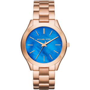 Michael Kors Women’s Quartz Gold Stainless Steel Chain Blue Dial 42mm Watch MK3494