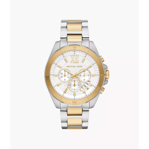 Michael Kors Women’s Chronograph Quartz Two-Tone Stainless Steel Silver Dial 45mm Watch MK9064