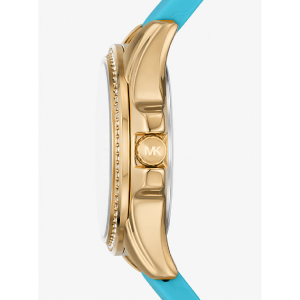 Alternative view of Michael Kors Women's Quartz Sky Blue Silicone Strap Gold Dial 36mm Watch MK7374