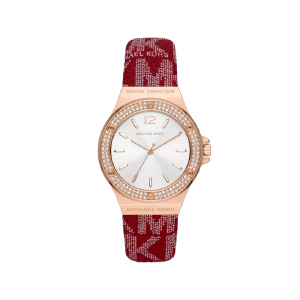 Michael Kors Women’s Quartz Red PVC Strap White Dial 37mm Watch MK7308