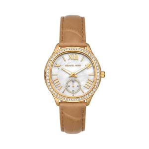Michael Kors Women’s Quartz Brown Leather Strap Mother Of Pearl Dial 38mm Watch MK4819