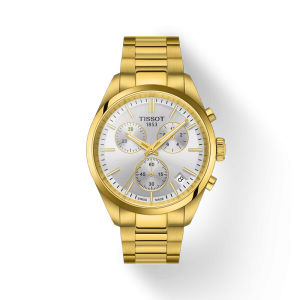 TISSOT Men’s Chronograph Quartz Swiss Made Gold Stainless Steel Silver Dial 40mm Watch T150.417.33.031.00