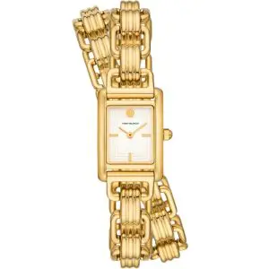 Tory Burch Women’s Quartz Gold Wrap Stainless Steel Beige Dial 28mm Watch TBW1067
