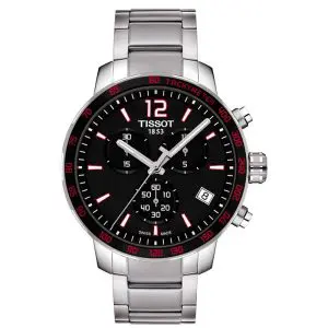 TISSOT Men’s Chronograph Quartz Swiss Made Silver Stainless Steel Black Dial 42mm Watch T095.417.11.057.00