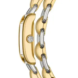 Tory Burch Women’s Quartz Two-tone Wrap Stainless Steel Beige Dial 28mm Watch TBW1074
