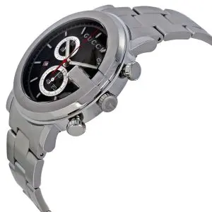 Gucci Men’s Swiss Made Quartz Silver Stainless Steel Black Dial 44mm Watch YA101309