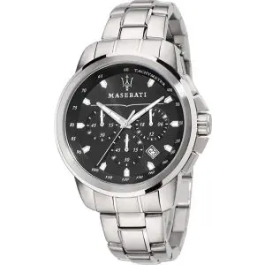 Maserati Men’s Chronograph Quartz Silver Stainless Steel Black Dial 44mm Watch R8873621001