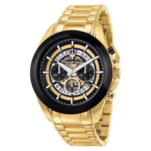 Maserati Men’s Chronograph Quartz Gold Stainless Steel Black Dial 45mm Watch R8873612058
