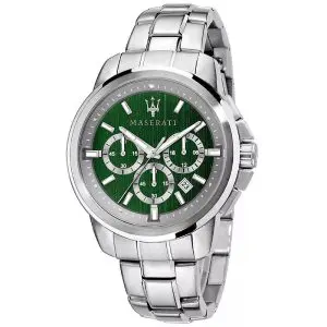 Maserati Men’s Chronograph Quartz Silver Stainless Steel Green Dial 44mm Watch R8873621017