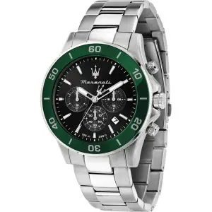 Maserati Men’s Chronograph Quartz Silver Stainless Steel Black Dial 43mm Watch R8873600008