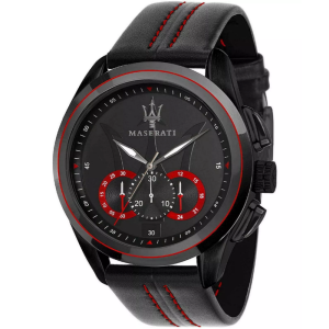 Maserati Men’s Chronograph Quartz Leather Strap Black Dial 45mm Watch R8871612023