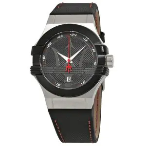 Maserati Men’s Quartz Black Leather Strap Black Dial 42mm Watch R8851108001