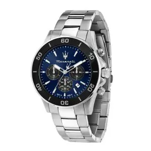 Maserati Men’s Chronograph Quartz Silver Stainless Steel Blue Dial 43mm Watch R8873600009