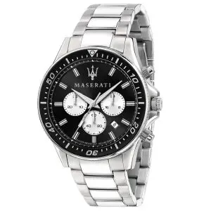 Maserati Men’s Chronograph Quartz Silver Stainless Steel Black Dial 44mm Watch R8873640004