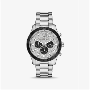 Michael Kors Men’s Quartz Stainless Steel Silver Pave Dial 44mm Watch MKO1103 (Without Tag)